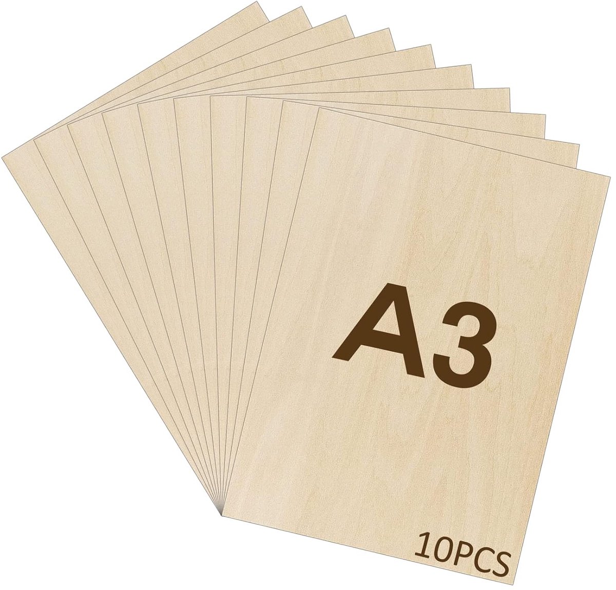 SnelShoppen - 10x A3 Plywood Platen 2mm - Hout voor DIY, Modelbouw, Pyrographie, Laserbewerking, Creatieve Klussen, Lindenhout - 420x300mm