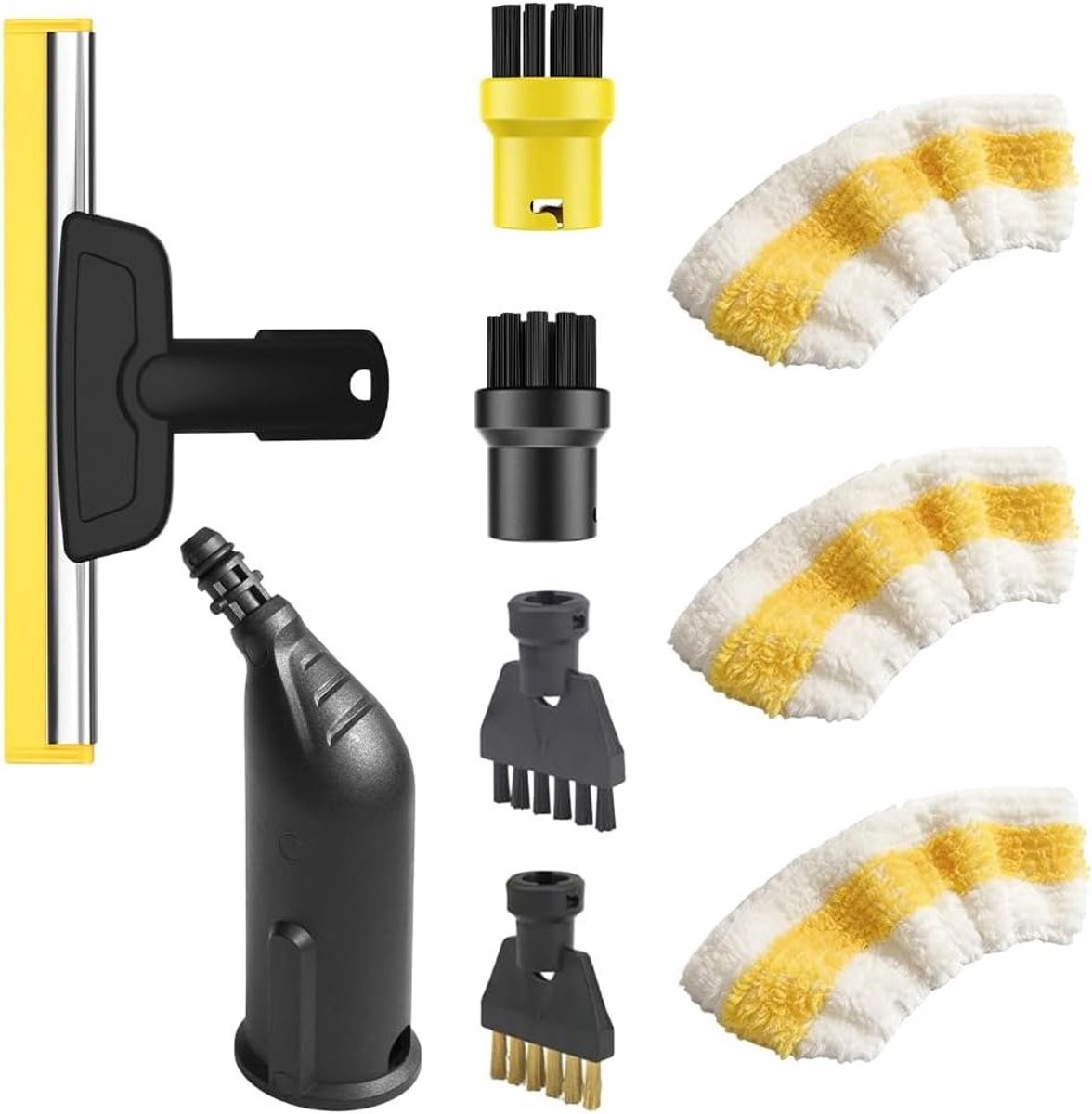 Accessoires voor Stoomreinigers, Set van 9, Compatibel met SC1, SC2, SC3, SC4, SC5, Inclusief Mondstukken, Borstels en Microvezeldoeken voor Grondige Reiniging