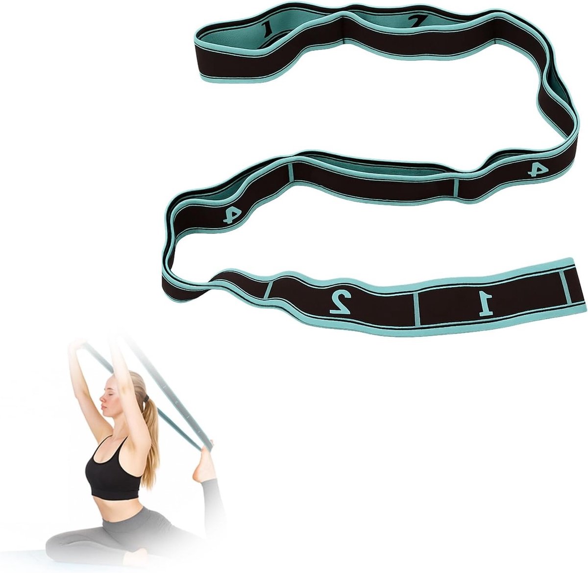 Complete Yoga Set met 8 Bogen, Elastische Yoga Strap met Lussen, Stretchband voor Fitness, Pilates en Gymnastiek, Wasbaar en Draagbaar voor Thuisgebruik en Training