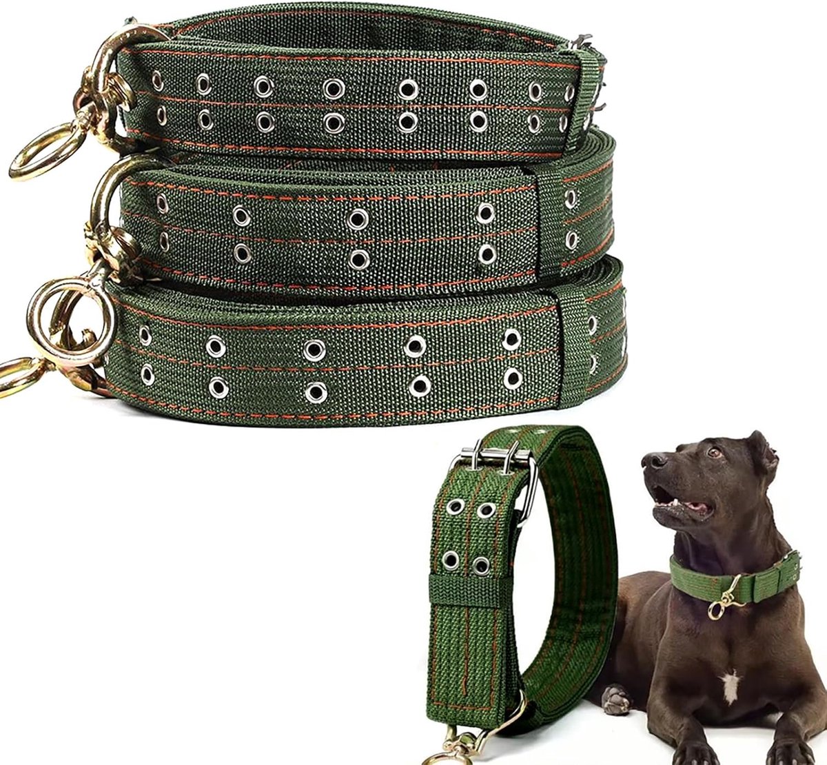 SnelShoppen - 4 Dikke Verstelbare Hondenhalsbanden, Schapentouwen Halsband, Slijtvast en Comfortabel voor Huisdieren, 60 cm, Robuuste Metalen Gesp