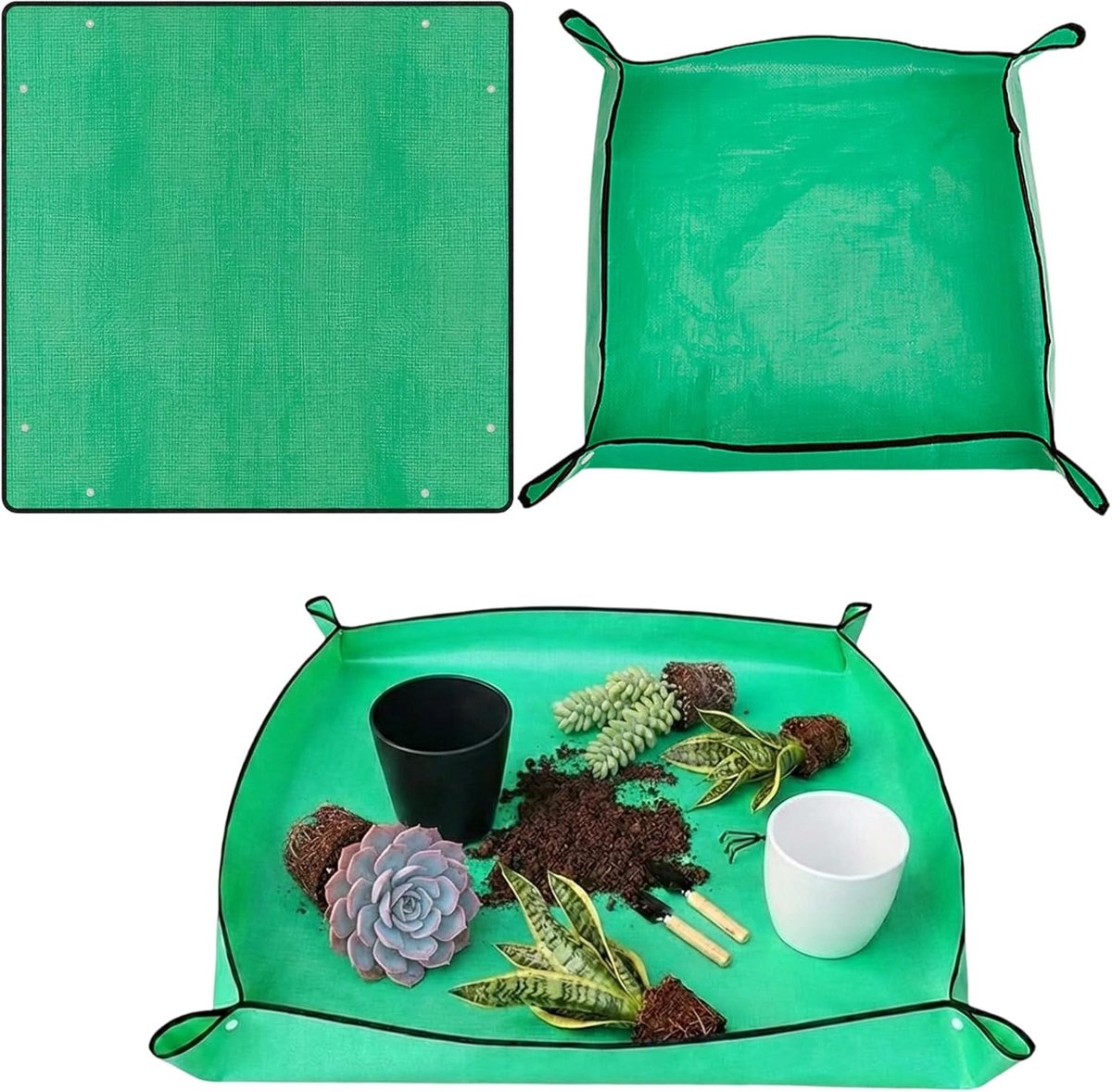 SnelShoppen - 2 Stuks Plant Potten en 100x100cm Waterdichte Transplantatiemat voor Tuinieren, Bloemen, Horticultuur, Potgrond voor Binnen en Buiten