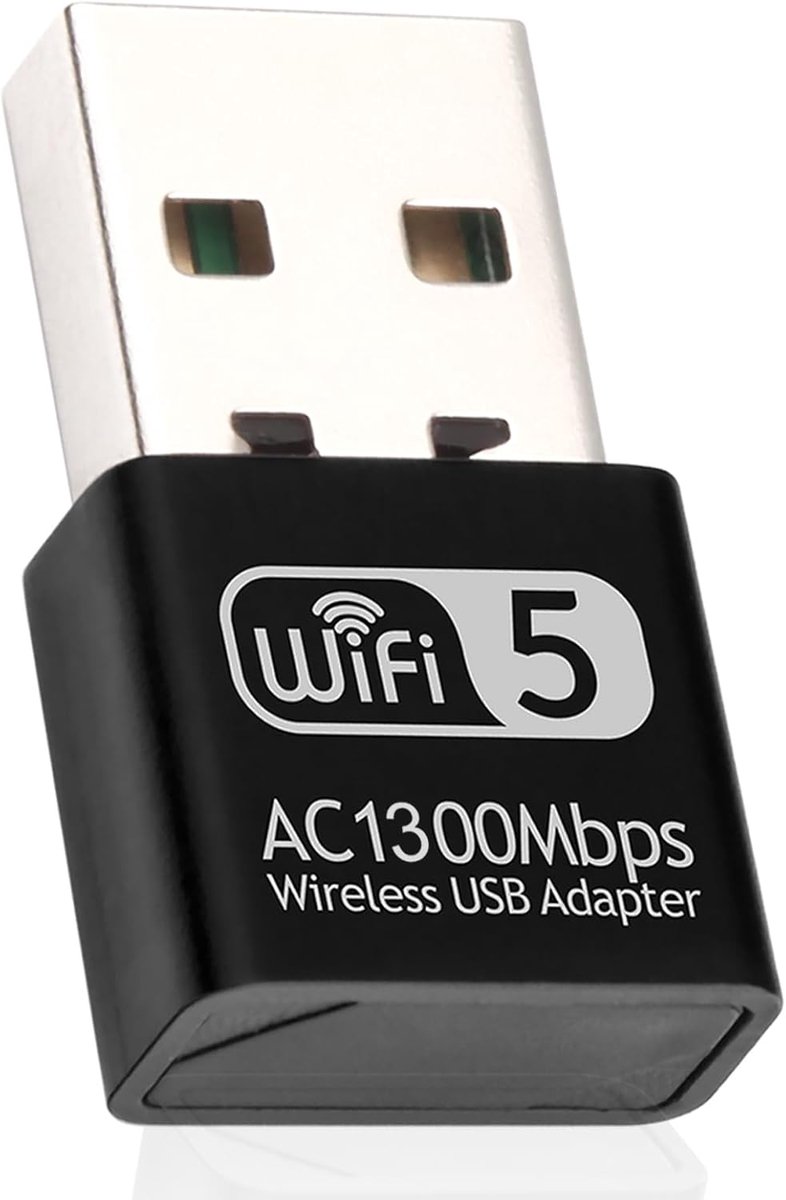 SnelShoppen - USB-stick Wifi 1300 Mbps voor Desktop-PC, Draadloze Netwerkadapter met Dual-Band 2,4 GHz / 5,8 GHz, Compatibel met Windows 11/10/8/7/Vis