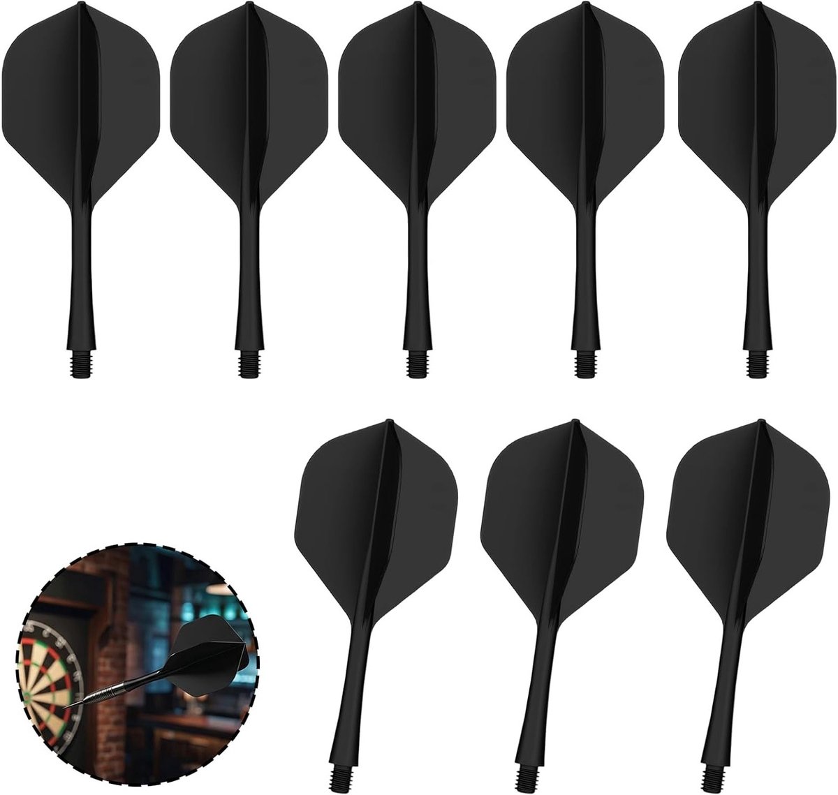 Geïntegreerde dartflights met schacht - 8 stuks voor stalen en softdarts, snelle montage en hoge stabiliteit, duurzame en nauwkeurige vliegbanen