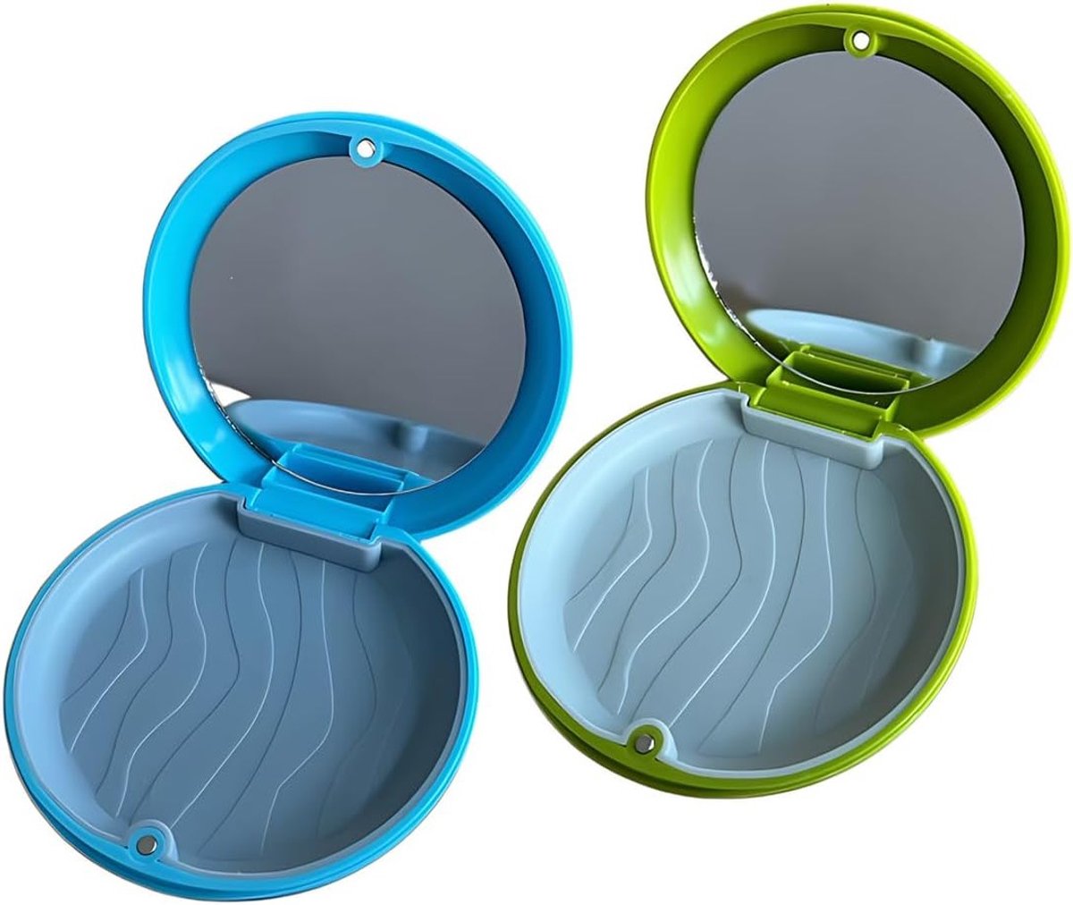 Opbergdoos met Spiegel - Set van 2 Stuks voor Dagelijks Gebruik in Blauw en Groen - Ideaal voor Organisatie en Decoratie