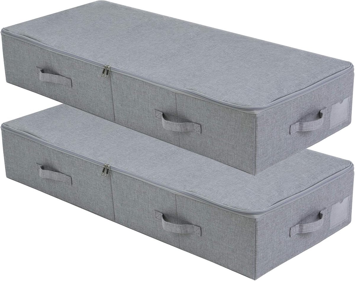 SnelShoppen - Set van 2 Onderbed Opbergmanden 100 x 43 x 18 cm voor Schoenen, Truien, Beddengoed, Speelgoed - Donkergrijs voor Slaapkamer, Woonkamer,