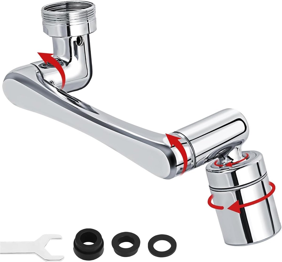 SnelShoppen - Universele Kraanverlenging met 1440 Graad Draaibare Aerator, Stabiele Waterfilter voor Keuken en Badkamer, Hoogwaardige Messing Legering