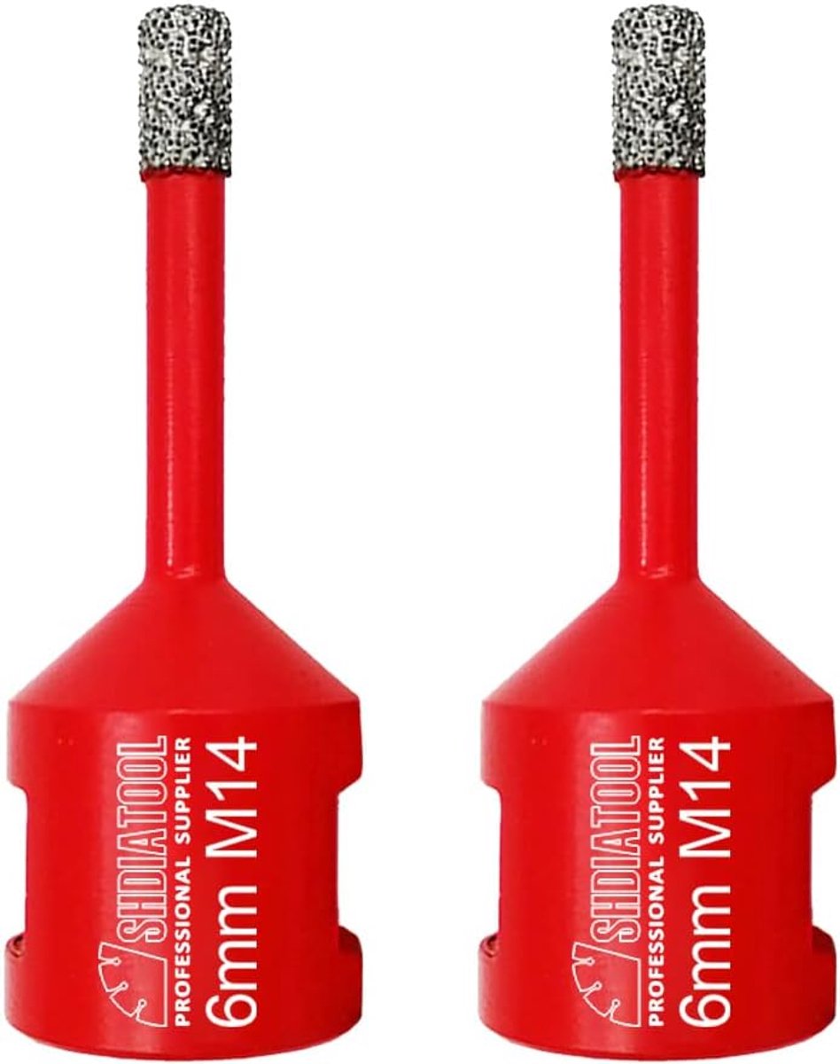 SnelShoppen - Diamond Tile Drill Bit 6 mm - 2 Stuks M14 Diamant Boor Houtzaag voor Tegels, Porselein, Keramiek, Marmer, Graniet voor Haakse Slijpmachi