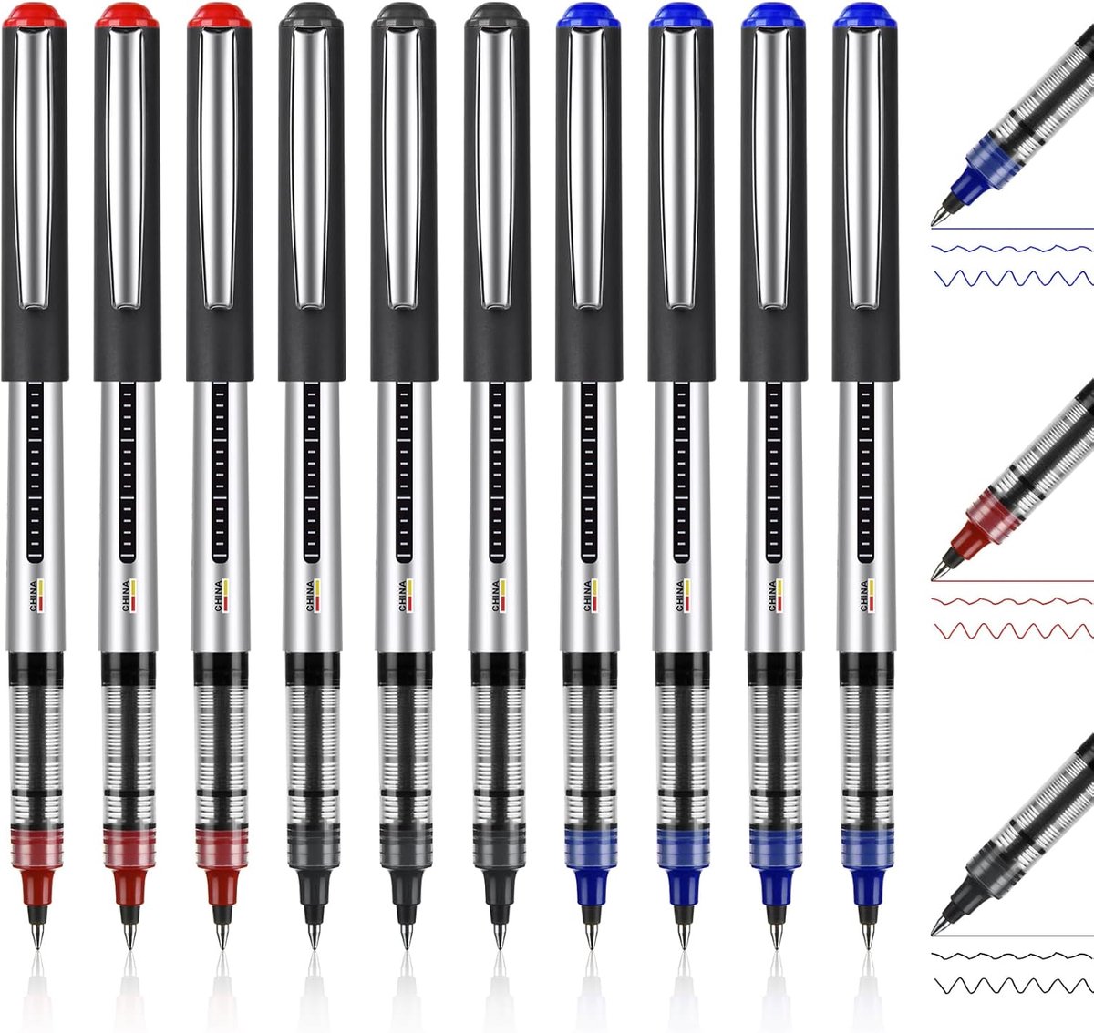 Thijox - Gelpennen Set 10 Stuks Vloeibare Inkt Rollerball Pen 0,5 mm Sneldrogend voor Bullet Journal, School en Kantooraccessoires voor Studenten en V