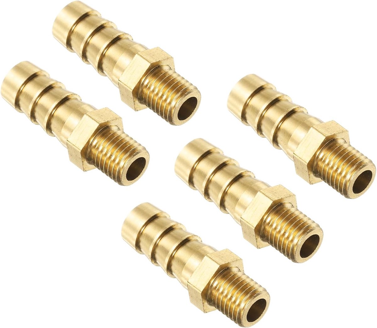 SnelShoppen - 5x M8-1 Slangkoppelingen, 8 mm Messing Tuinslang & Brandstofslang Aansluitingen, Draadverbindingen & Adapter voor Water, Brandstof, Luch