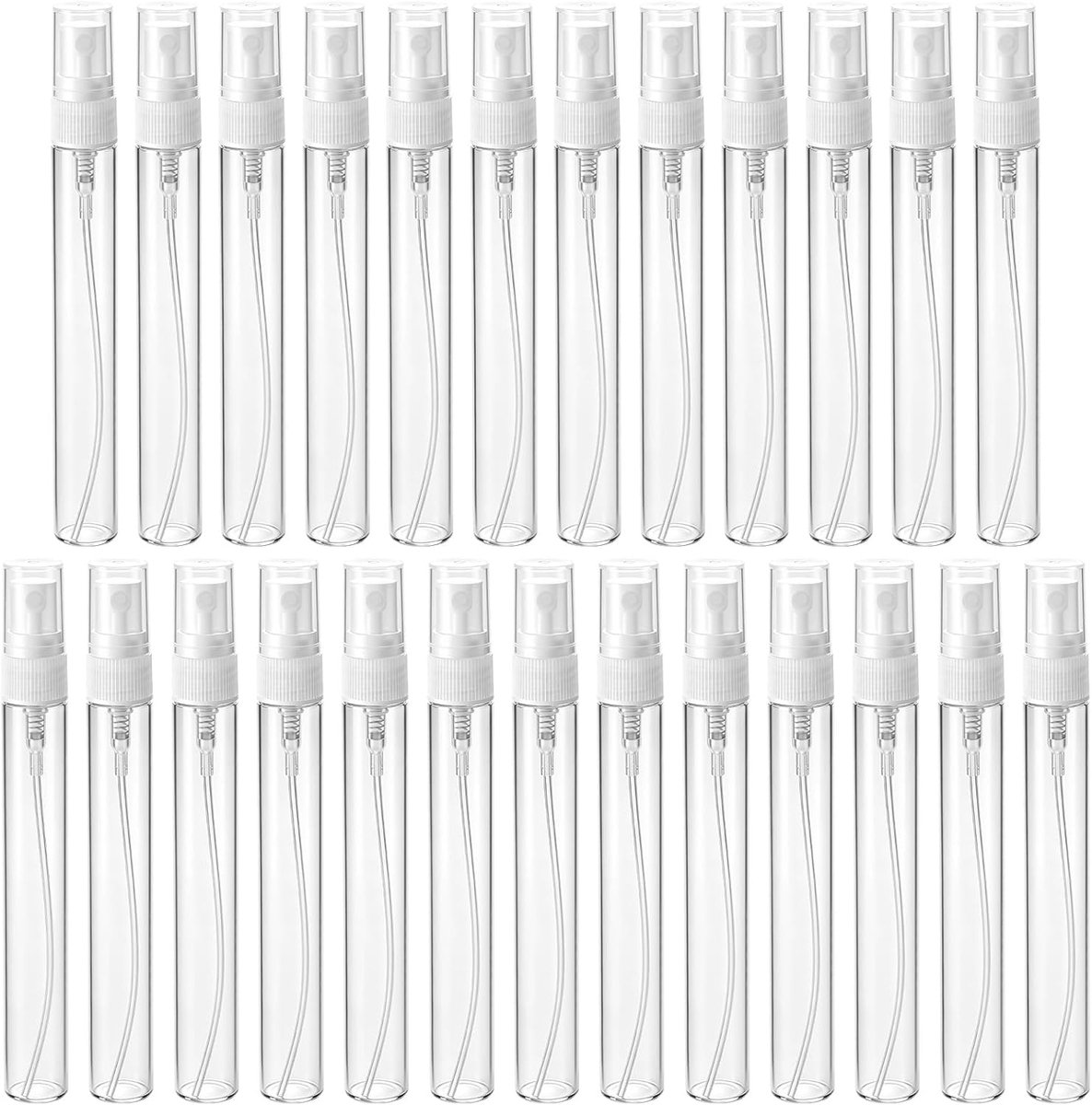 SnelShoppen - Pack van 25 Refillbare Parfum Atomizers 10 ml Mini Spray Flessen Transparant Lichtgewicht voor Reizen, Feesten en Dagelijks Gebruik