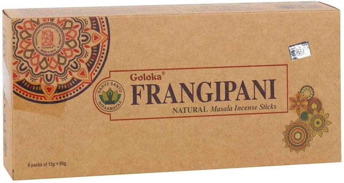 SnelShoppen - Geurige Incense Sticks Frangipani Masala - Handgerolde Non-Toxische Wierook - 6 Dozen van 15g - Ideaal voor Meditatie, Yoga, en Feesten