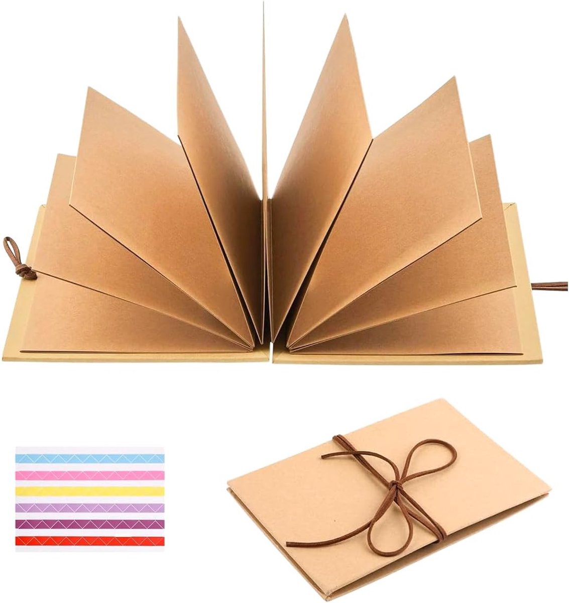 SnelShoppen - Photo Album 28x21 cm - DIY Accordion Vouwalbum - Kraft Papier - Vintage Foto Boek voor Verjaardag, Bruiloft, Valentijn, Examenfeest