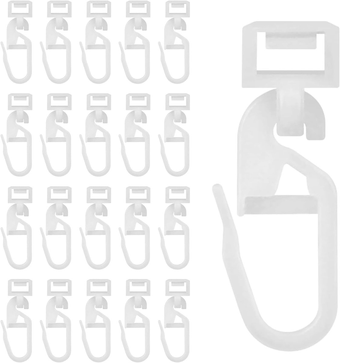 SnelShoppen - 100 Pcs Gordijnhaakjes voor Rails, 5.8-7mm Snap Slides, Vouwgordijnen, L-vormige Hoekrails, Duurzame Kunststof, Wit, Geschikt voor de me