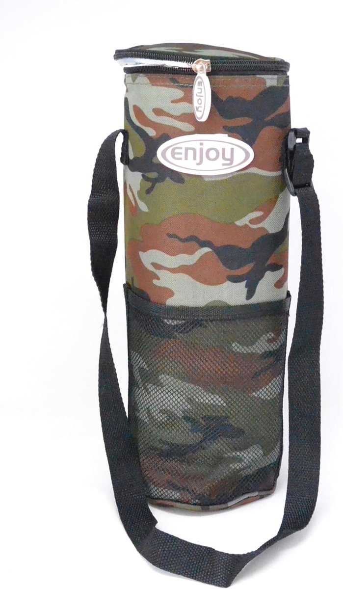 SnelShoppen - 2 Liter Groene 3 Laags Extra Dikke XXL Flexibele Portable Fles voor Strand, Camping, Koelbox, Militaire Camouflage
