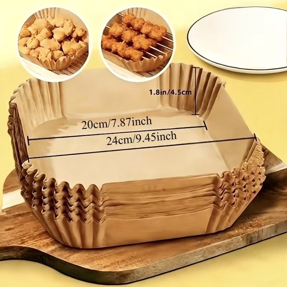 Airfryer Bakpapier - 20x24 cm - 100 Stuks - Rechthoekige Vellen - Voorgesneden - Ongebleekt & Non-stick - Voor Oven & Airfryer XXL