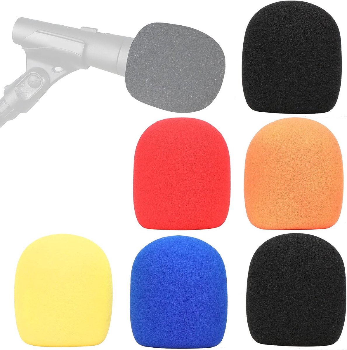 SnelShoppen - 6x Popfilter voor Microfoon, Windruis Vermindering, Foam Windscreen, Geschikt voor Karaoke, Feest, Professionele Geluidskwaliteit, 6 Kle