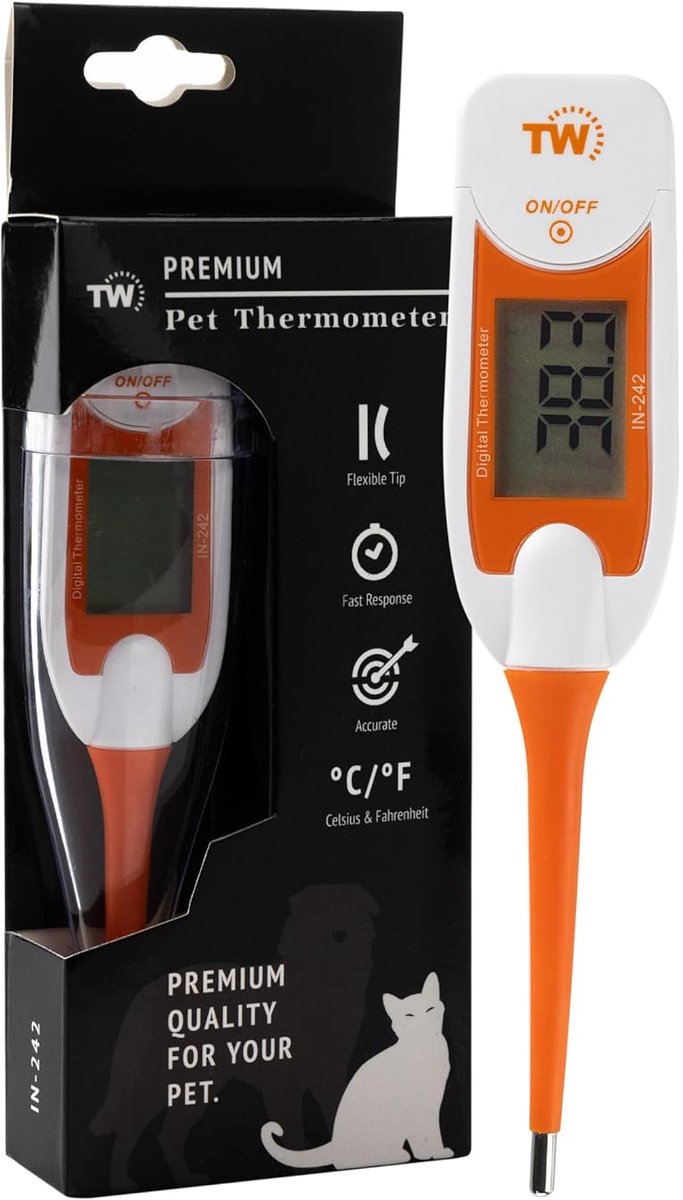 SnelShoppen - Premium Digitale Huisdier Thermometer voor Dierenbezitters - Flexibele Temperatuur Probe voor Honden, Katten en Paarden - Inclusief Vete