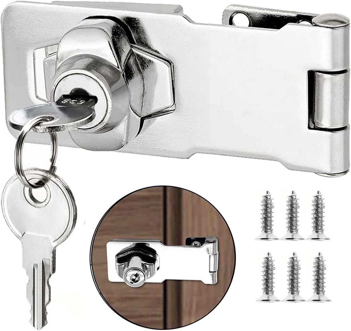 SnelShoppen - Hasp Lock Padlock - Deur Latch Slot met Sleutels - 2.5 Inch Vergrendelingsmechanisme - Roestvrij Verzinkte Legering - Ideaal voor Kast,