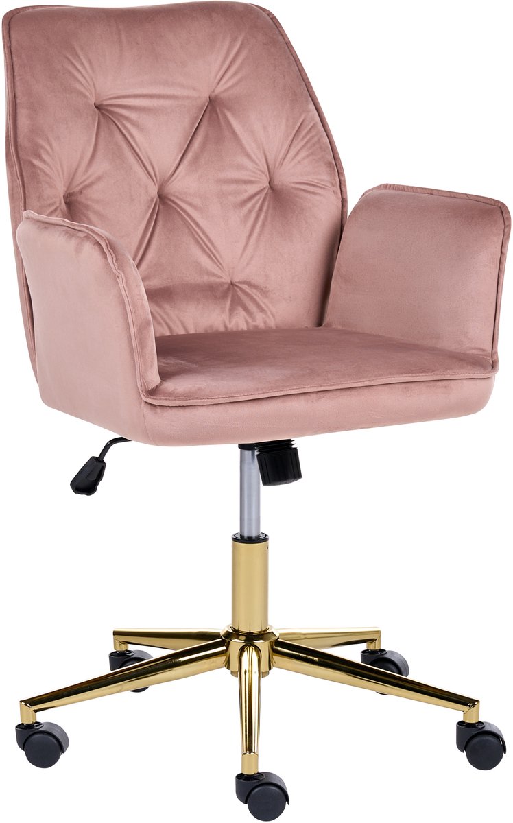 CELARA - Bureaustoel - Roze - Fluweel
