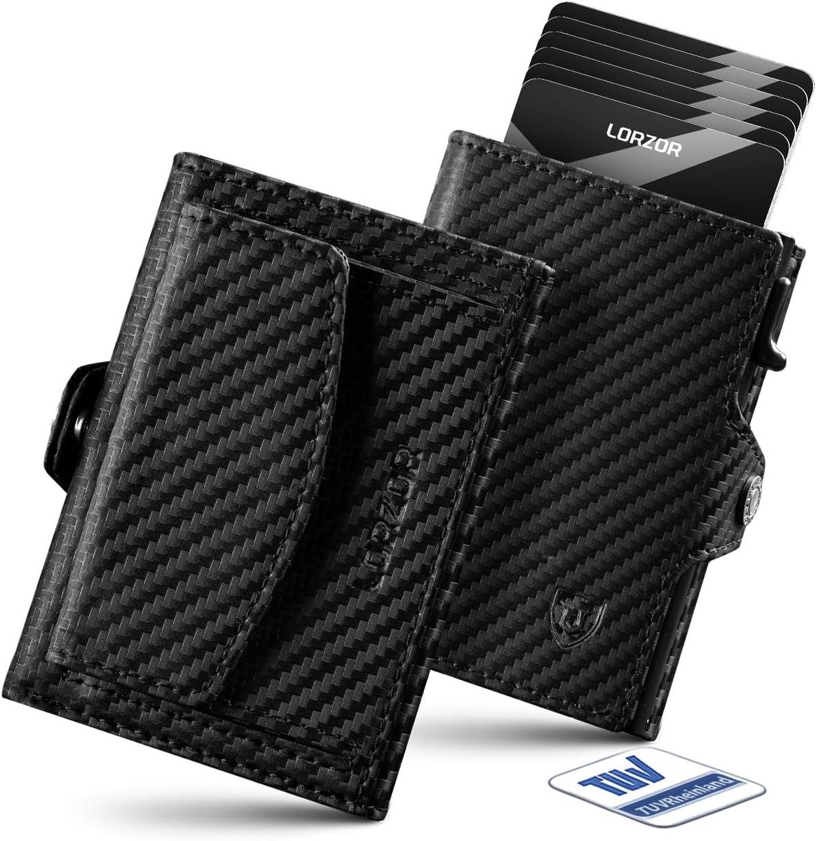 SnelShoppen - Slim Wallet Heren met XXL Muntvak voor 10+ Munten, RFID Bescherming, Leren Portemonnee, Kaartenhouder voor 10 Kaarten, Compact en Dun