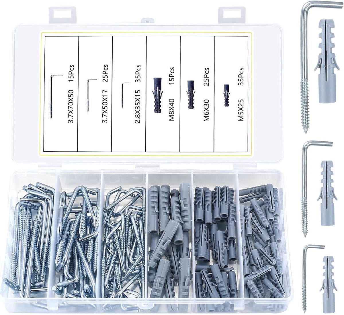 SnelShoppen - 150pcs L-vormige Schroefhaken, Vierkante Dressoir Haken, Cup Haken, Schroefhaken voor Hangen, Hoogwaardige Koolstofstaal, Corrosiebesten