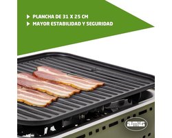 Draagbare Grill-Barbecue – Camping BBQ – Gasbarbecue – Outdoor Grill – Campinggrill – Gietaluminium Grillrooster – Roestvrijstalen Vetopvangbak – 1,8 kW Vermogen – Geschikt voor B-250 Gascartridges