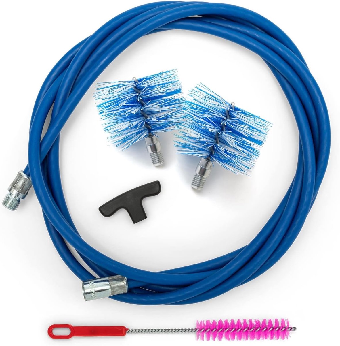 SnelShoppen - Chimney brush Ø 80 + 100 mm - Nylon borstels, gecoat staal, 3 m lengte, M12 aansluiting - Schoonmaakset voor schoorsteen en rookkanalen