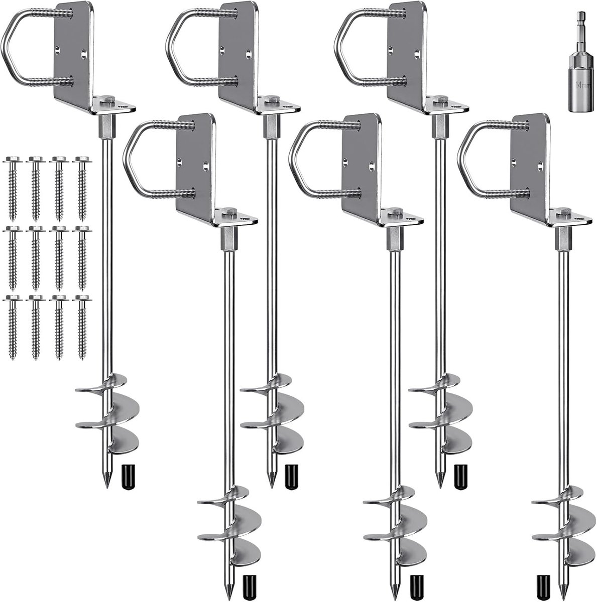 SnelShoppen - Insaga Tent Pegs 51cm - Robuuste Spiral Ground Anchor voor Trampolines, Camping, Swing Kits, Honden, Carports - 6 Stuks