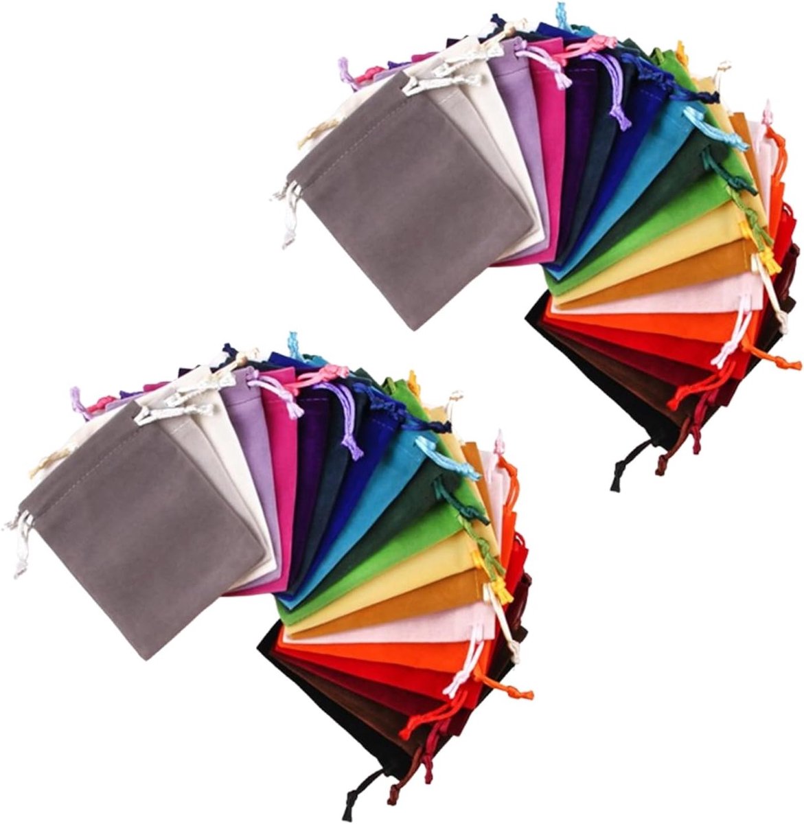 Set van 38 Fluwelen Tassen, 7 x 9 cm, Herbruikbare Tassen voor Sieraden, Trouwerij en Feestjes in 19 Kleuren