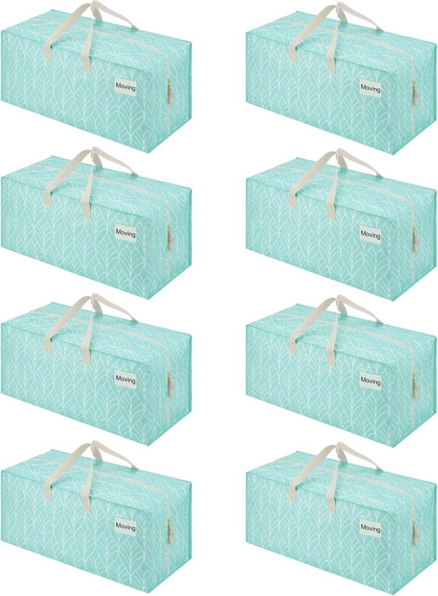 SnelShoppen - 8x Grote Opbergzakken voor Kleding, Vouwbare Verhuiszakken met Rugdragers en Stevige Handvatten, Alternatief voor Verhuisdozen (87L, Pol