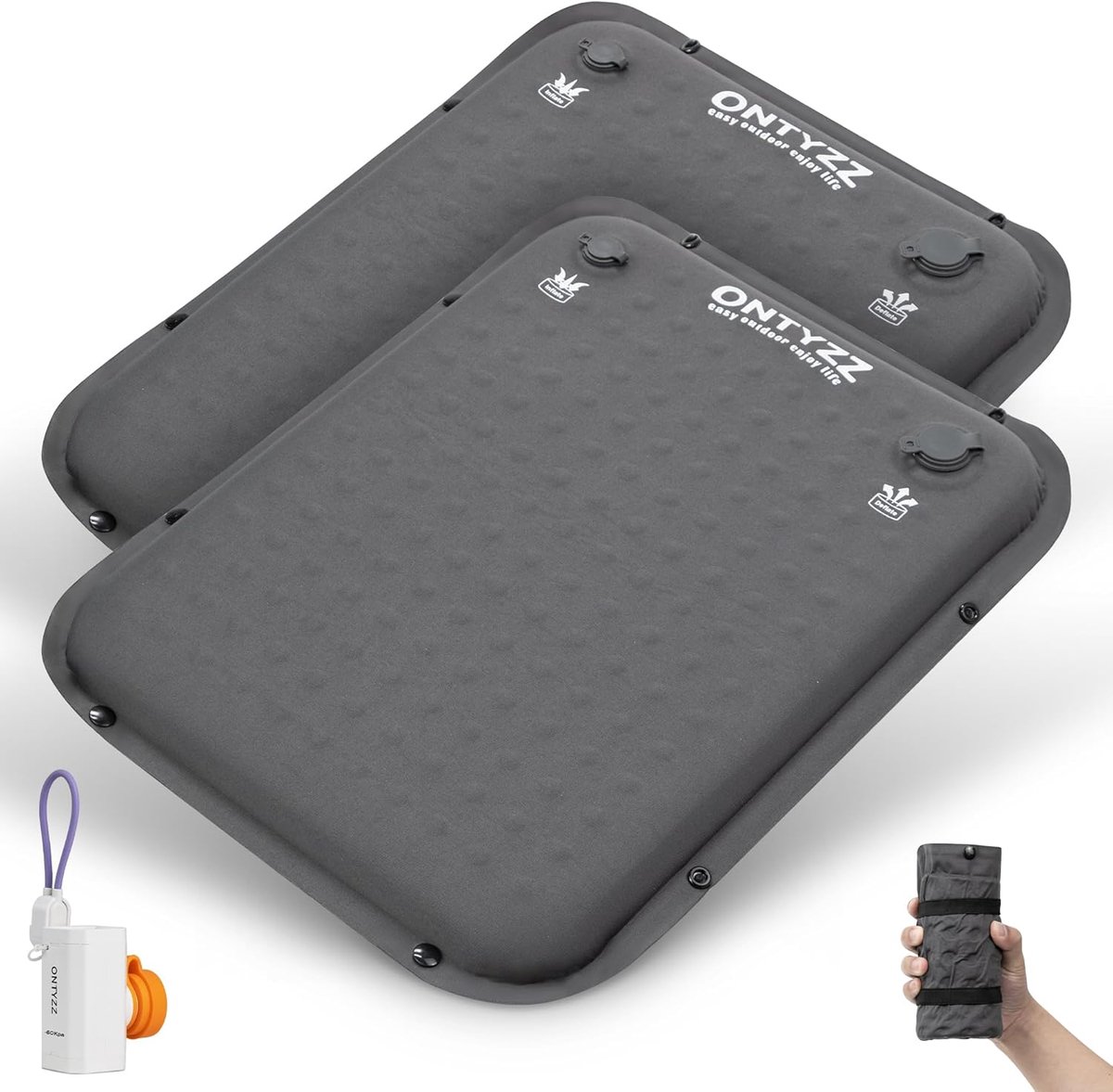 SnelShoppen - Zelfopblazend Zitkussen 41x33x4cm - Camping Seat Mat - Opvouwbaar Kussen voor Hiking, Picknick, Buitenactiviteiten