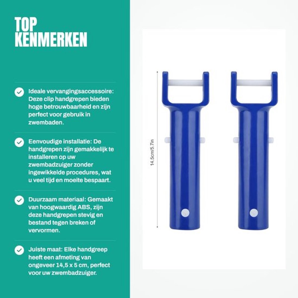 Zwembadclip V-vorm - 2 Stuks - ABS Materiaal - Geschikt voor Zuigkoppen - Eenvoudig te Installeren - Duurzaam Gebruik - Zwembadaccessoire