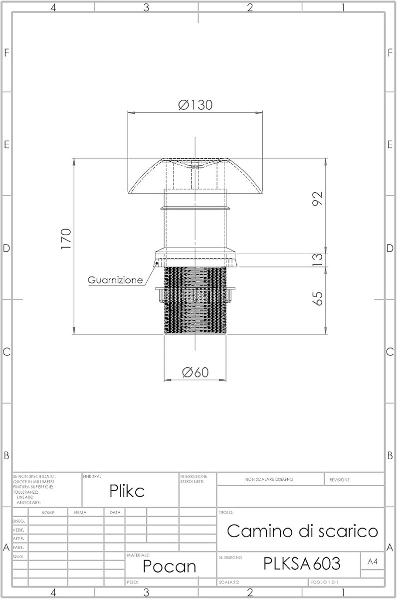 SnelShoppen - Plikc Santiago SA603 POCAN Kachelafvoer voor Campers en Caravans - Hoog Temperatuur Bestendig - 60 mm Diameter - Ideaal voor Camping en