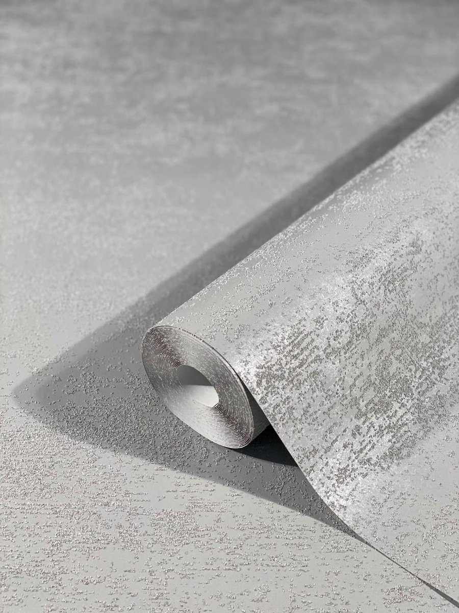 Behang - 3D zandkorrel structuur - betonlook - grove beton structuur- Grijs - Vliesbehang - Woonkamer Slaapkamer - 0,53 x 10,05 M – Dune