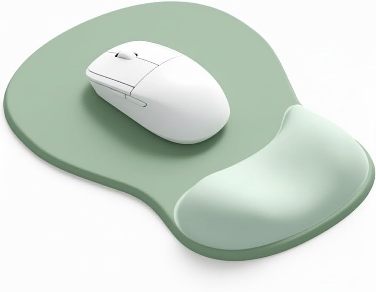 SnelShoppen - Ergonomische Muismat met Gel Pad, Polster voor Handsteun, Zachte Gelvulling, Antislip Onderkant, Verhoogd Ontwerp (Lichtgroen)