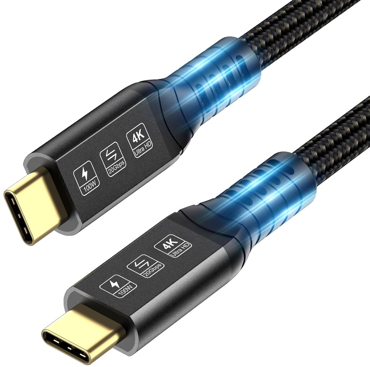 SnelShoppen - USB 4 Kabel 5m met Thunderbolt 4, 100W Opladen, 20Gbps Dataverbinding, 4K Video Uitvoer, USB C naar USB C voor Laptop, Monitor, Hub, Doc
