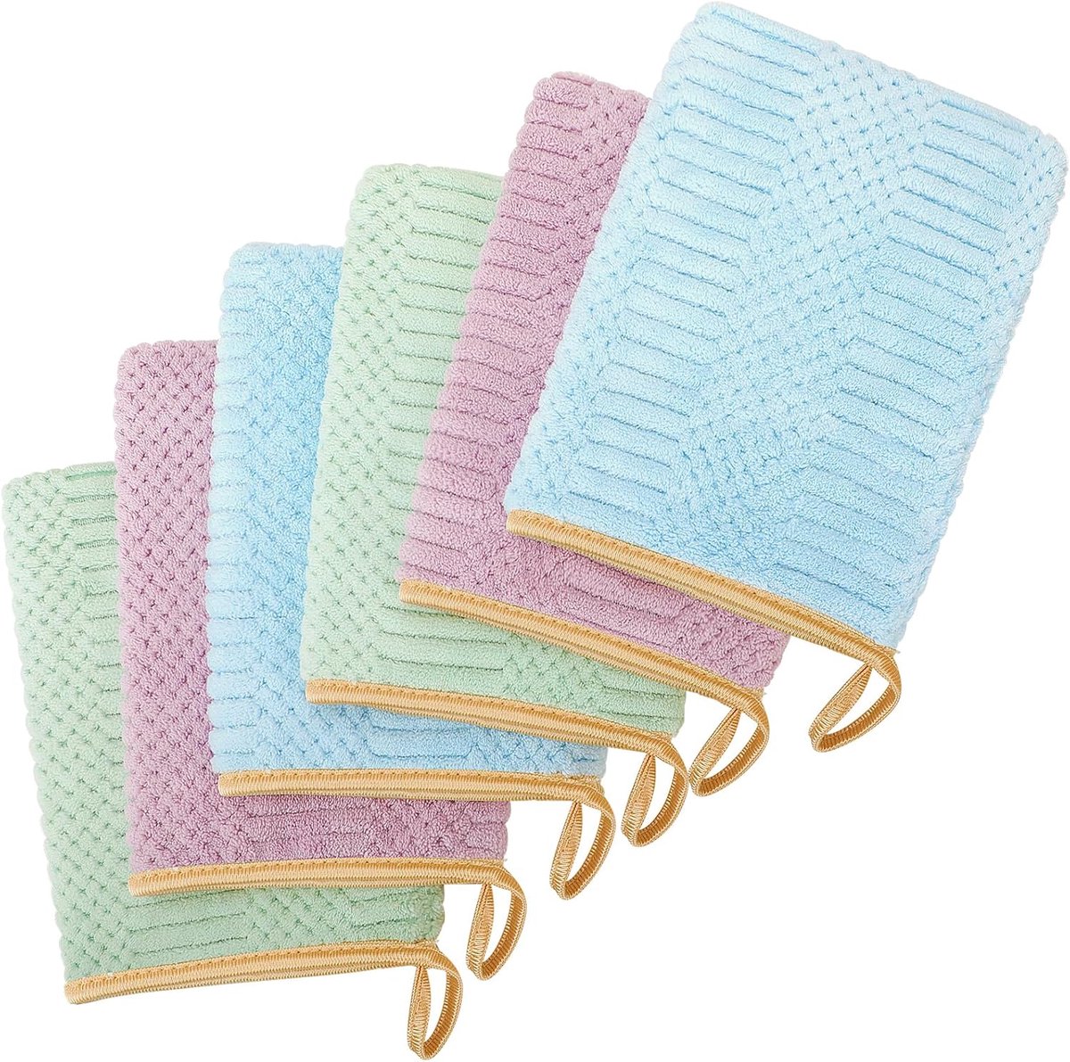 SnelShoppen - Washandjes Set van 6, Zachte Katoenen Wasdoeken, Sterke Waterabsorptie, 15 x 21 cm, Ideaal voor Gevoelige Huid, Make-up Pads, Peeling Ha