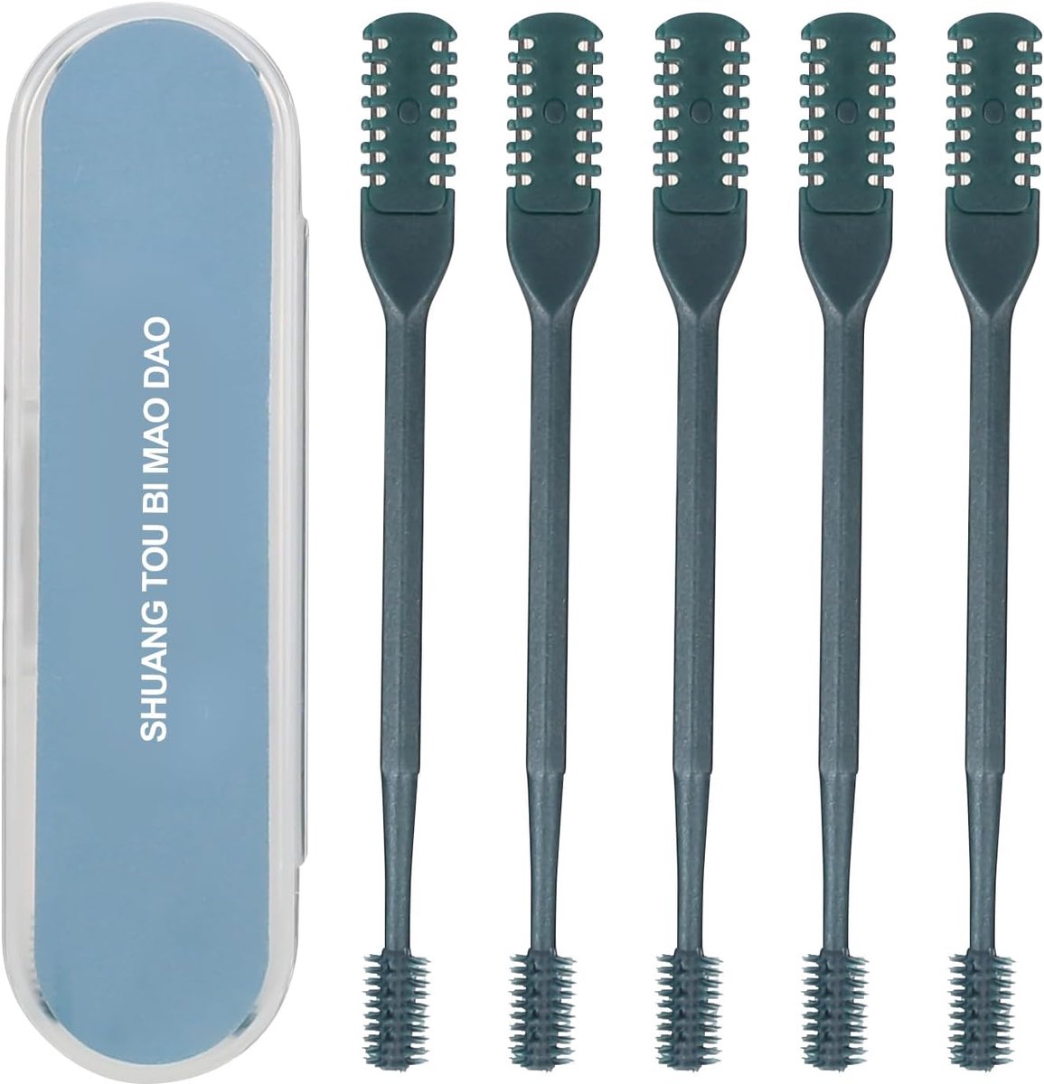 SnelShoppen - Multifunctionele Neushaartrimmer Set van 5 - Dubbelzijdige Trimmer en Reinigingsborstel - Geen Elektriciteit - Unisex voor Alle Leeftijd