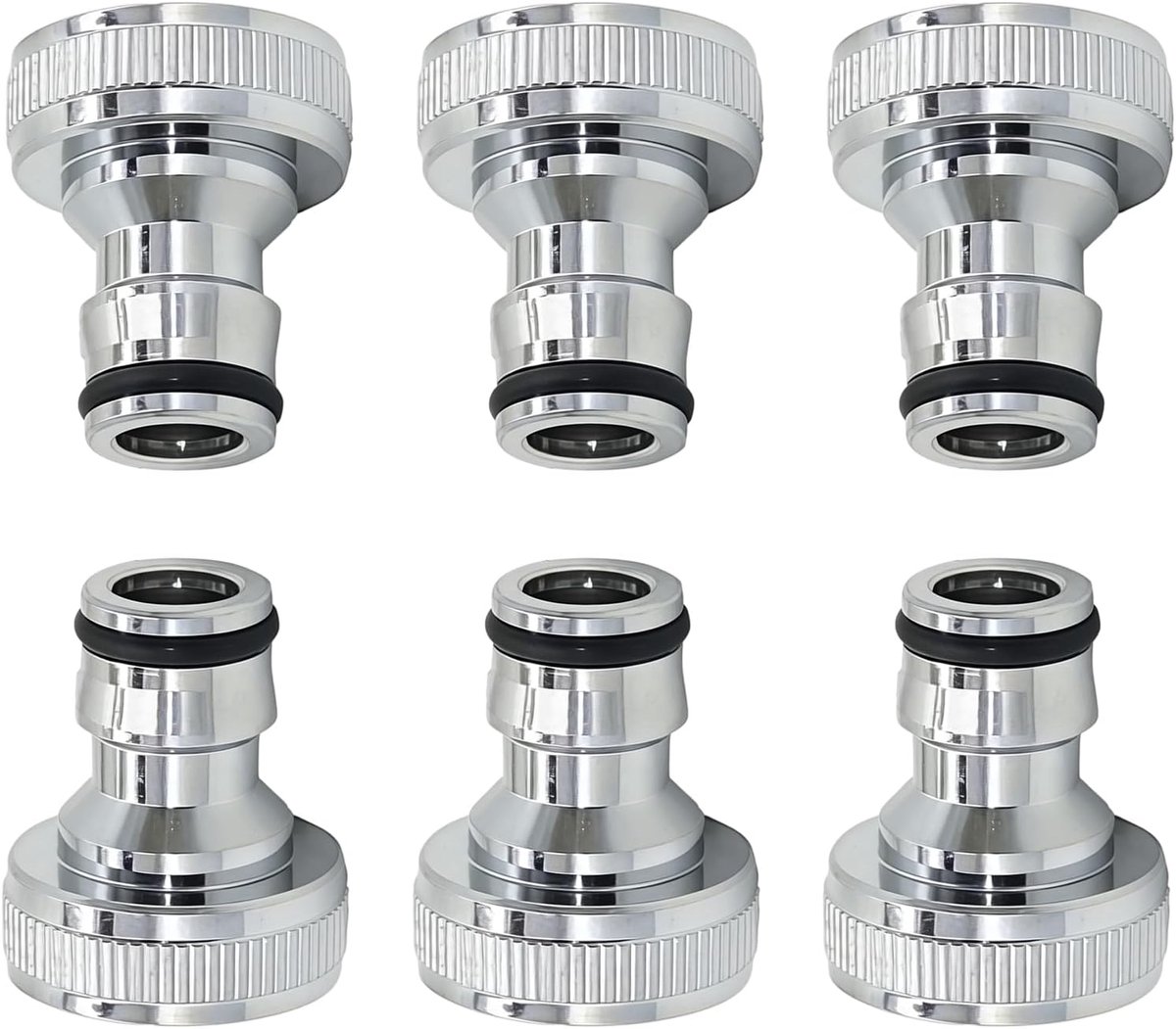 SnelShoppen - 3/4 inch Slangaansluiting Waterkraan Set 6 Stuks, Vernikkeld Binnendraad, Tuinslang Adapter voor Tuin, Keuken, Balkon, Autowas, Irrigati