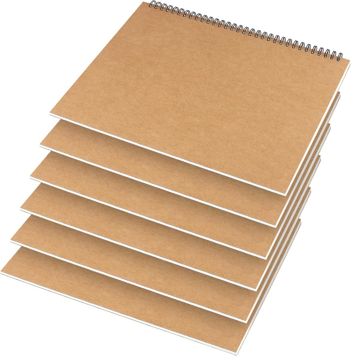 SnelShoppen - Pack van 6 A4 Notitieblokken Gelineerd 200 Pagina's / 100 Vel Spiral Binding Notitieboek voor Schrijven, Tekenen, Kantoor, Thuisgebruik