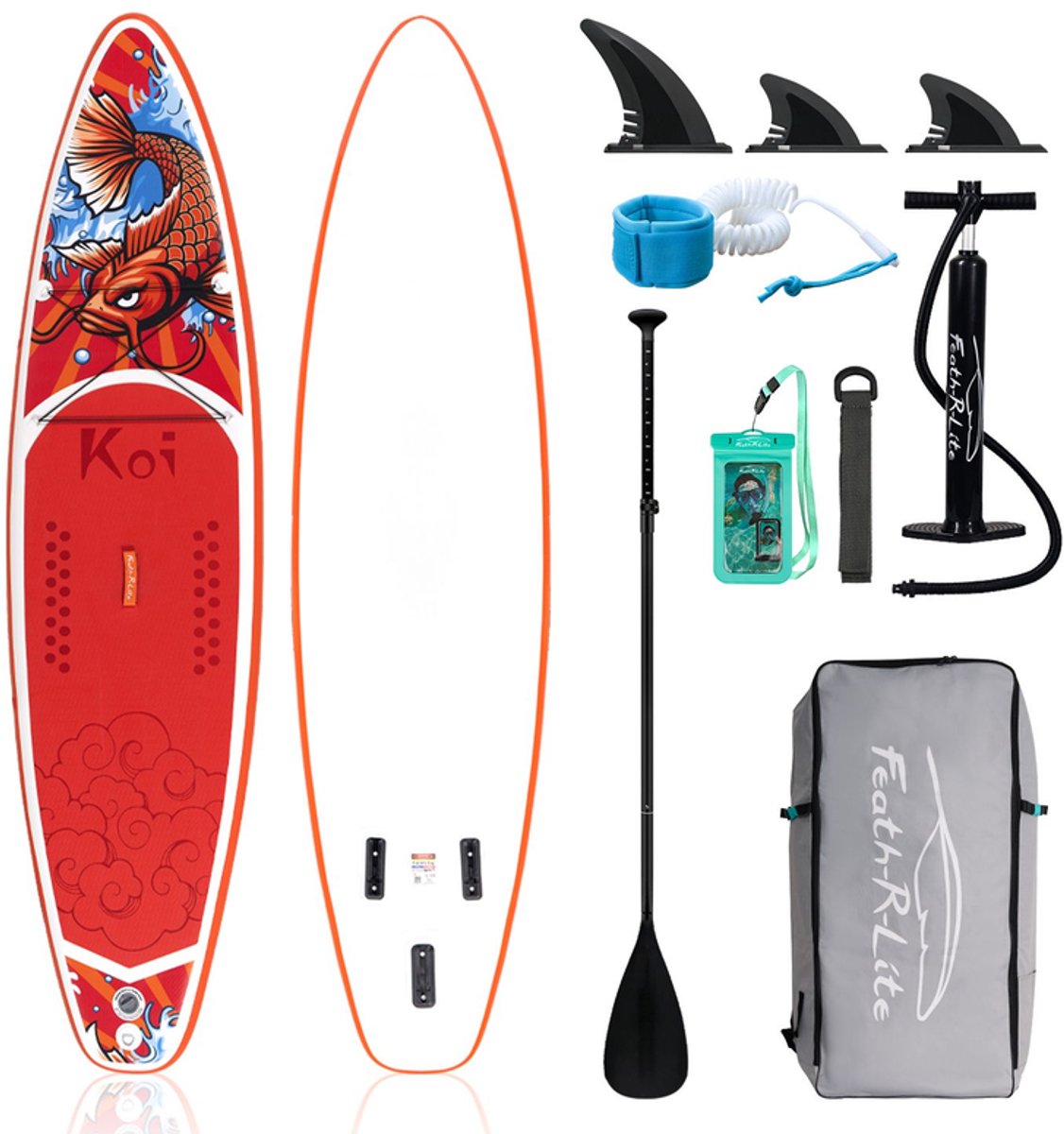 FunWater Stand Up Paddle Board 335x84x15 cm - Opblaasbaar paddleboard voor volwassenen en beginners - Compleet SUP pakket - Max.120 KG - Wijnrood