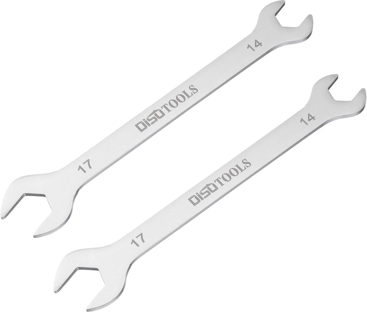 SnelShoppen - 2 Stuks Dunne Ring Steeksleutels 14mm x 17mm - RVS 3cr13 met Sandblasting Coating - Dubbelzijdige Slimme Sleutel voor Huishoudelijke en
