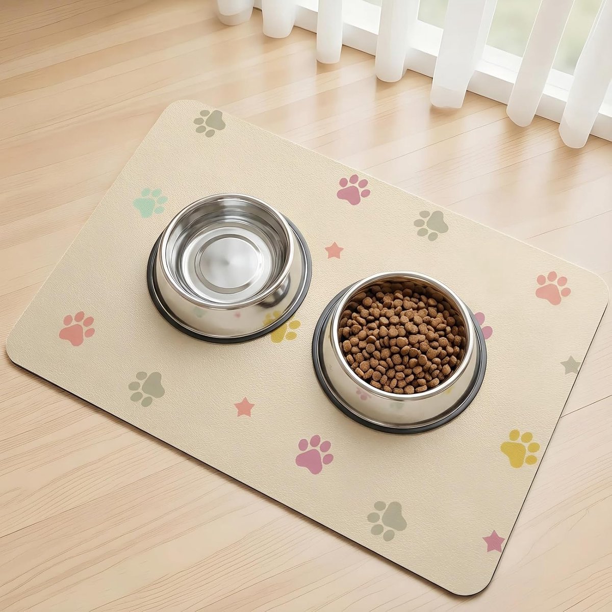 SnelShoppen - Hondenvoer Mat Waterabsorberend Kat Hond Mat voor Voer en Drinkbak, Antislip Dieren Eetmat Geen Vlekken Hondenvoer Mat, Sneldrogend (Bei