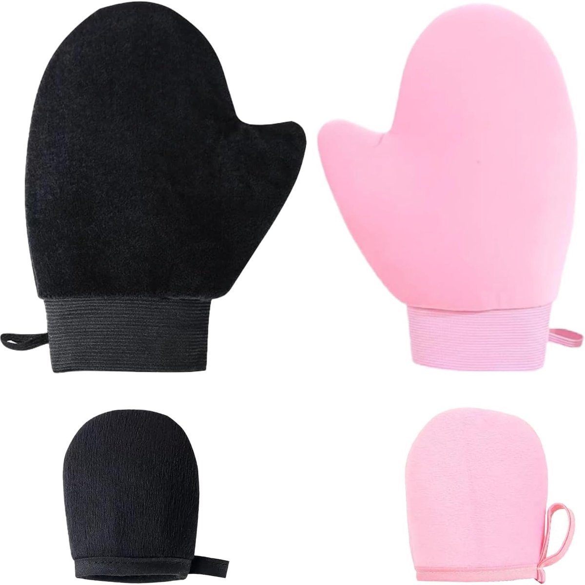 SnelShoppen - Pack van 4 Zelfbruin Handschoenen voor Gezicht en Lichaam - Wasbaar, Streeploos Effect, Ideaal voor Zonnebrandcrèmes en Lotions - Zwart