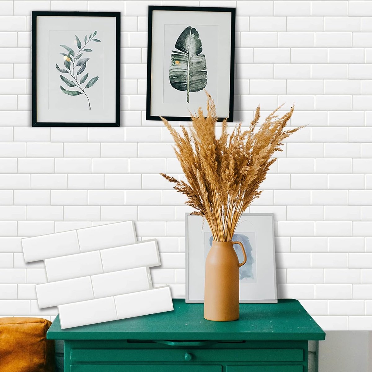 SnelShoppen - 10 Stuks Witte Vinyl 3D Wandtegel Stickers, Zelfklevend Waterdicht Spatscherm Sticker voor Keuken en Badkamer, Makkelijk aan te Brengen