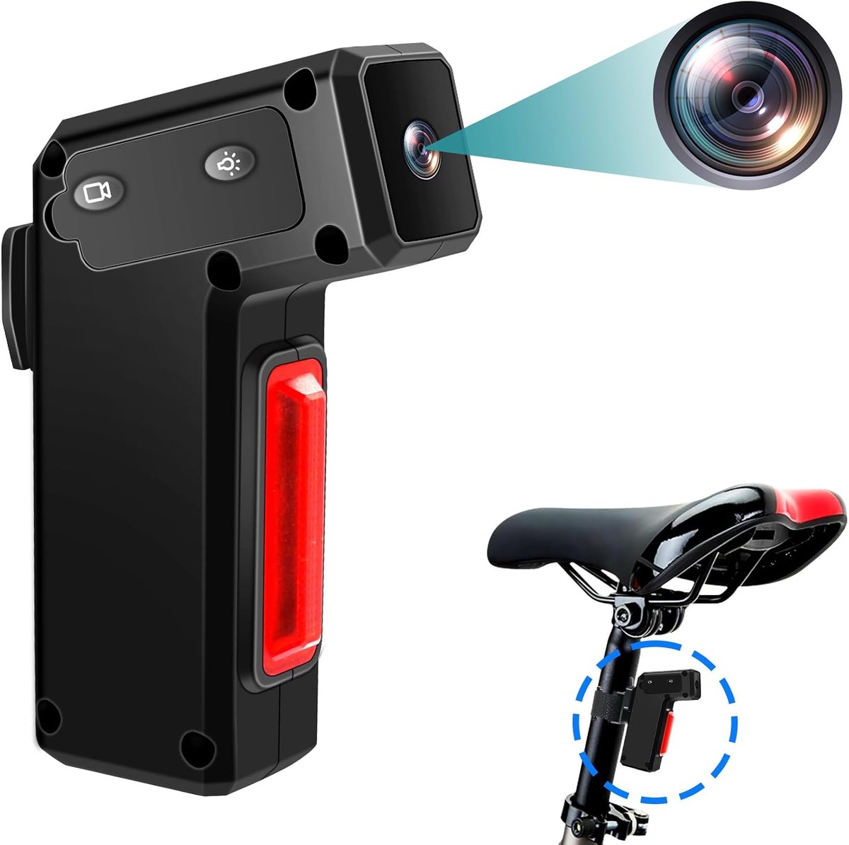 SnelShoppen - Mini Camera 1080P HD Action Cam met 120° Groothoek, 3500mAh Accu, IPX3 Waterdicht voor Fiets en Motorfiets, Compact en Krachtig (Zwart)