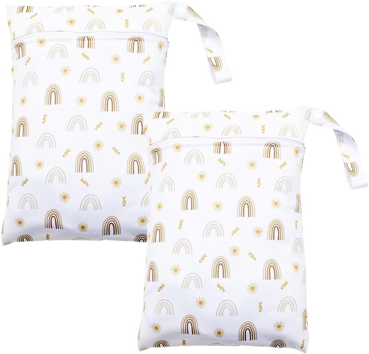 Thijox - Wet Bag 2 stuks 20 x 25 cm, waterdichte luiertassen voor pasgeborenen, ziekenhuis, wasbaar, regenboog, reisorganizer voor luiers en natte spu