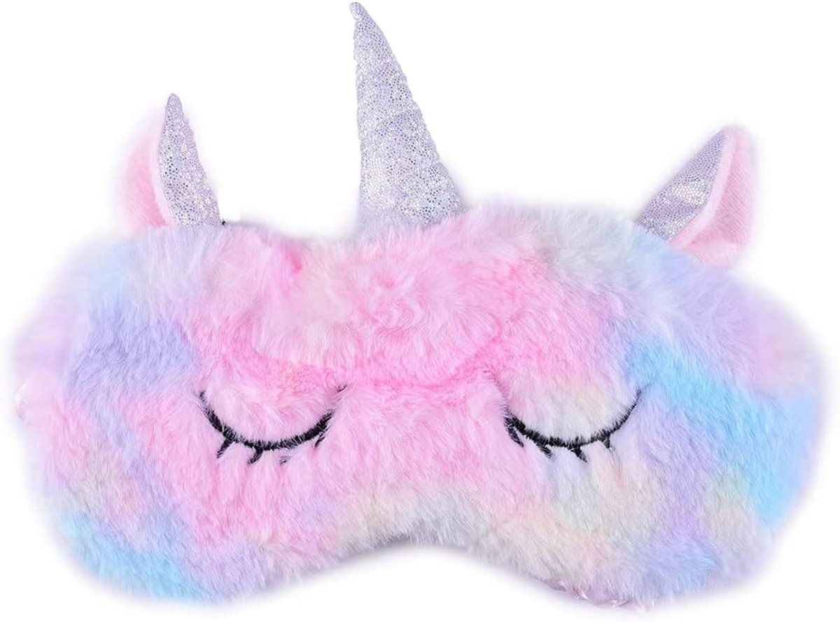 Thijox - 2x Schattig Eenhoorn Slaapmasker van Zijde Pluche - Comfortabel Oogmasker voor Kinderen en Volwassenen - Perfect voor Thuis, Reizen en Slapen