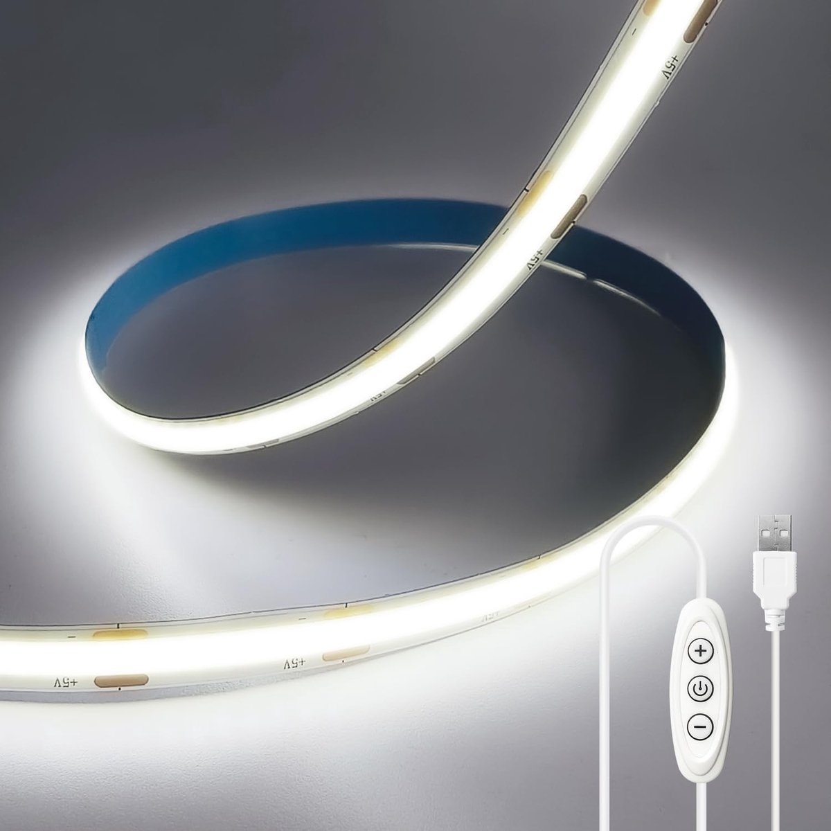 SnelShoppen - 5V COB LED Strip Licht Dimbaar 2M, USB Flexibele Verlichting voor TV Achtergrond, Keuken, Slaapkamer, Interieur Decoratie, Koud Wit