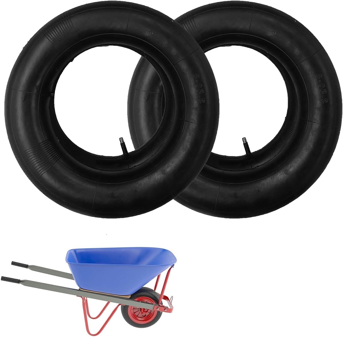 Set van 2 Binnenbanden 3.50-8 Inch voor Tuinwagens, Vervangende Banden voor Tuinmachines en Grasmaaiers, Duurzame en Betrouwbare Banden voor Tuinonderhoud